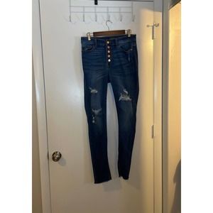 Judy blue high rise button fly raw hem distressed jeans size 30